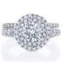 Round Moissanite and Diamond Double Halo Split Shank Bridal Rings Set 2 2/5 CTW in 14k White Gold